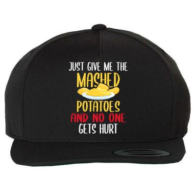 Just Give Me The Mashed Potatoes Funny Thanksgiving Xmas Wool Snapback Cap