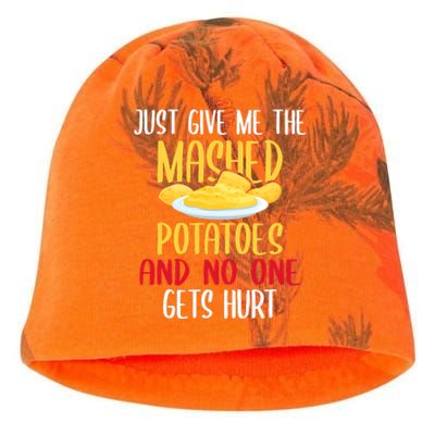 Just Give Me The Mashed Potatoes Funny Thanksgiving Xmas Kati - Camo Knit Beanie