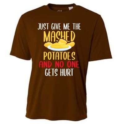 Just Give Me The Mashed Potatoes Funny Thanksgiving Xmas Cooling Performance Crew T-Shirt