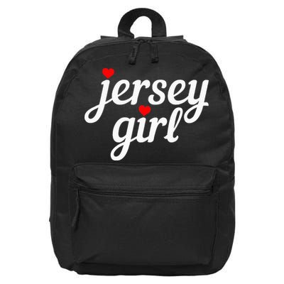 Jersey Girl New Jersey Heart Funny Cute New Jersey Pride 16 in Basic Backpack
