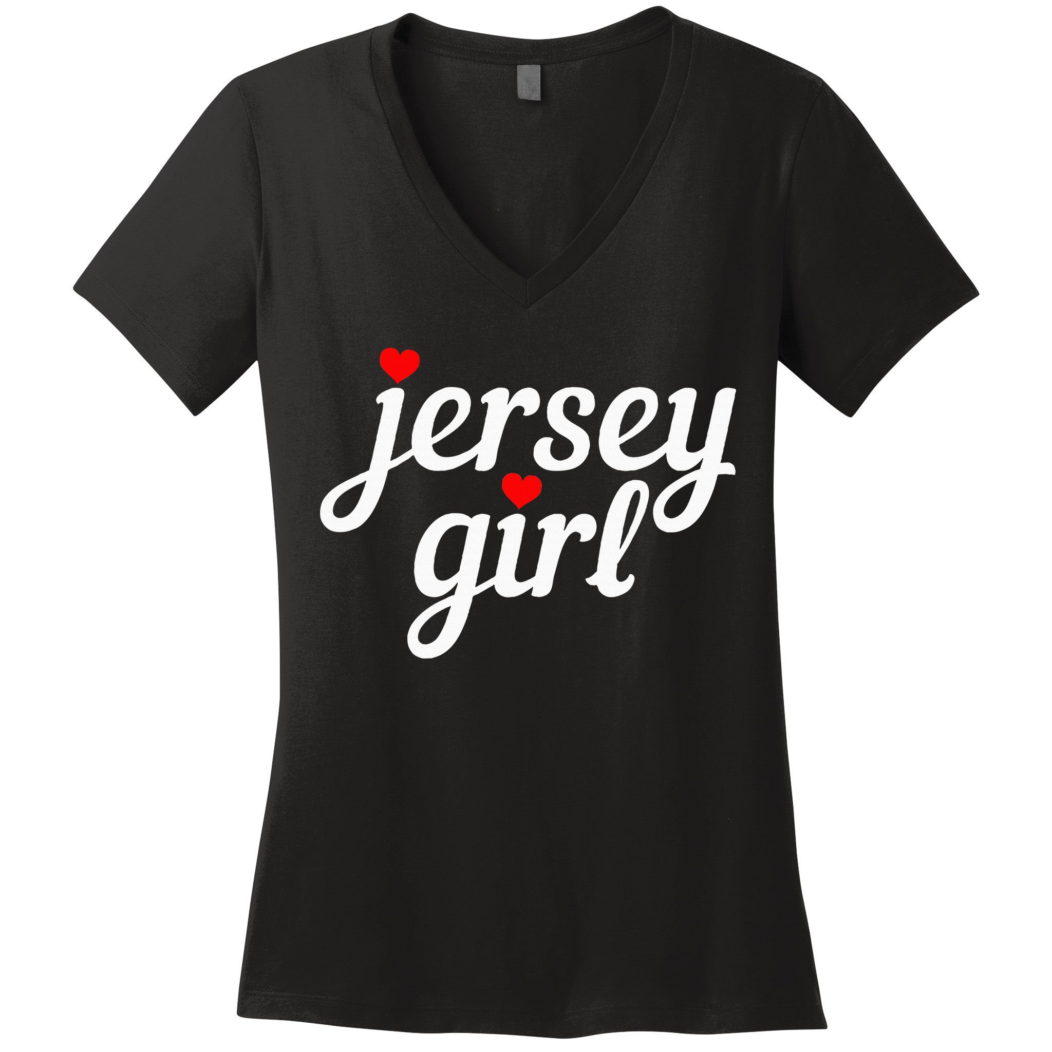 Jersey Girl New Jersey Heart Funny Cute New Jersey Pride Women's V-Neck T-Shirt