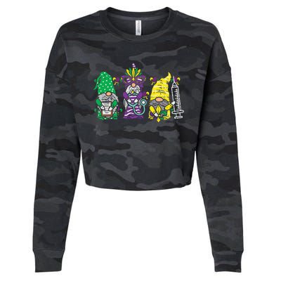 Jester Gnomes Nurse Funny Mardi Gras Cropped Pullover Crew