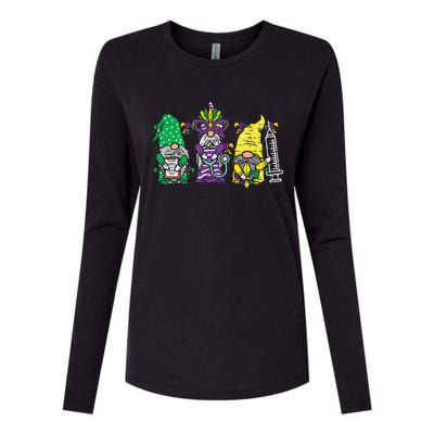 Jester Gnomes Nurse Funny Mardi Gras Womens Cotton Relaxed Long Sleeve T-Shirt