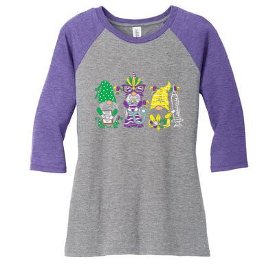 Jester Gnomes Nurse Funny Mardi Gras Women's Tri-Blend 3/4-Sleeve Raglan Shirt