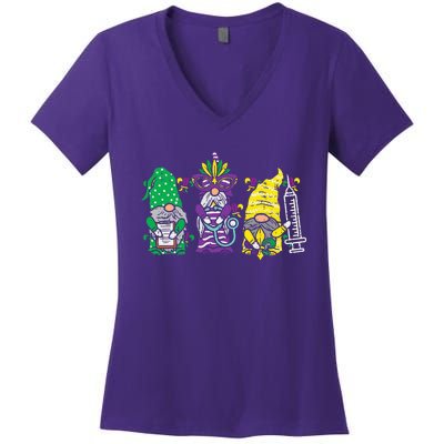 Jester Gnomes Nurse Funny Mardi Gras Women's V-Neck T-Shirt