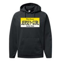 Jersey Girl New Jersey License Plate Performance Fleece Hoodie