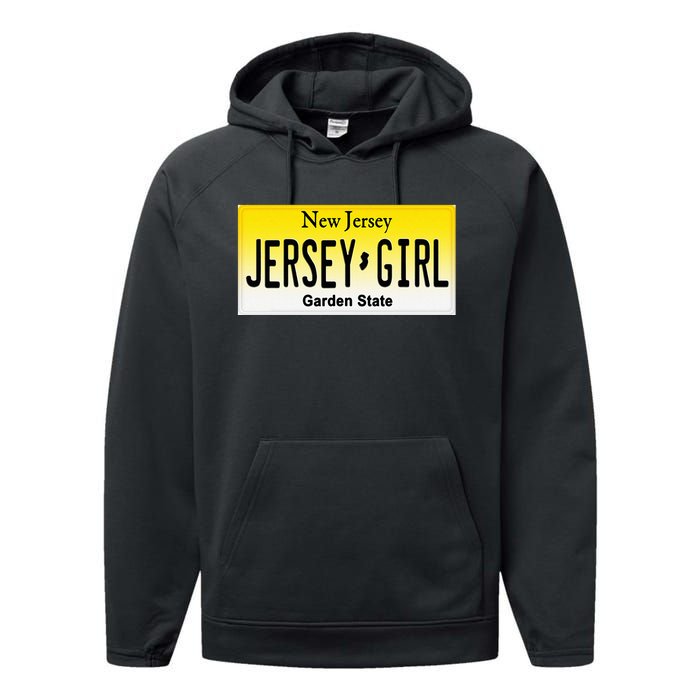 Jersey Girl New Jersey License Plate Performance Fleece Hoodie