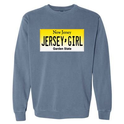 Jersey Girl New Jersey License Plate Garment-Dyed Sweatshirt