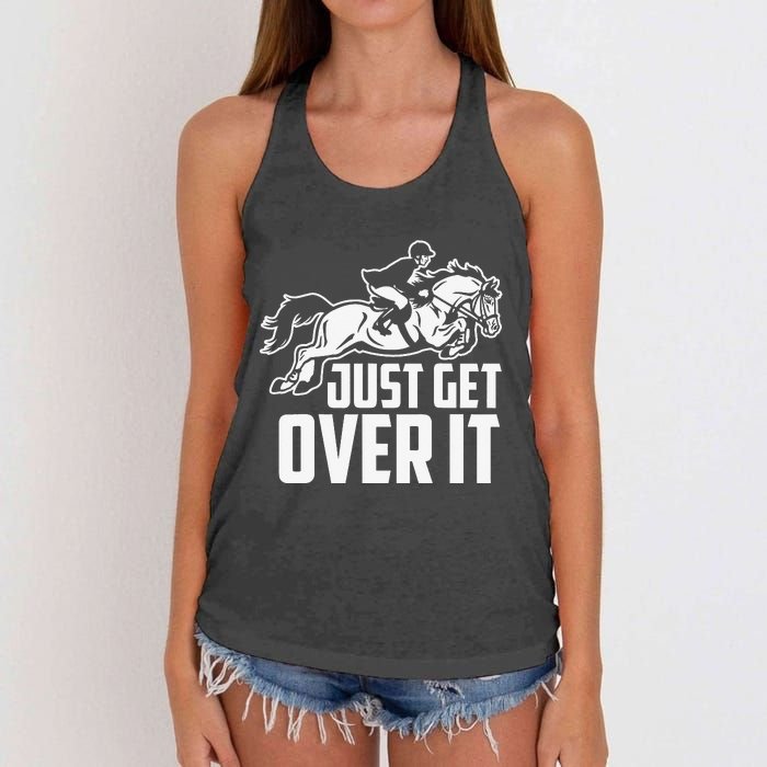 Just Get Over It. Horse Jumping Women's Knotted Racerback Tank