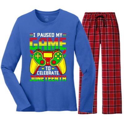 Juneteenth Gamer Paused My Video Game Black History Month Great Gift Women's Long Sleeve Flannel Pajama Set 