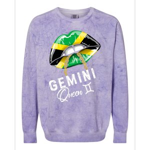 Jamaica Gemini Queen Zodiac Birthday Jamaican Lips Colorblast Crewneck Sweatshirt