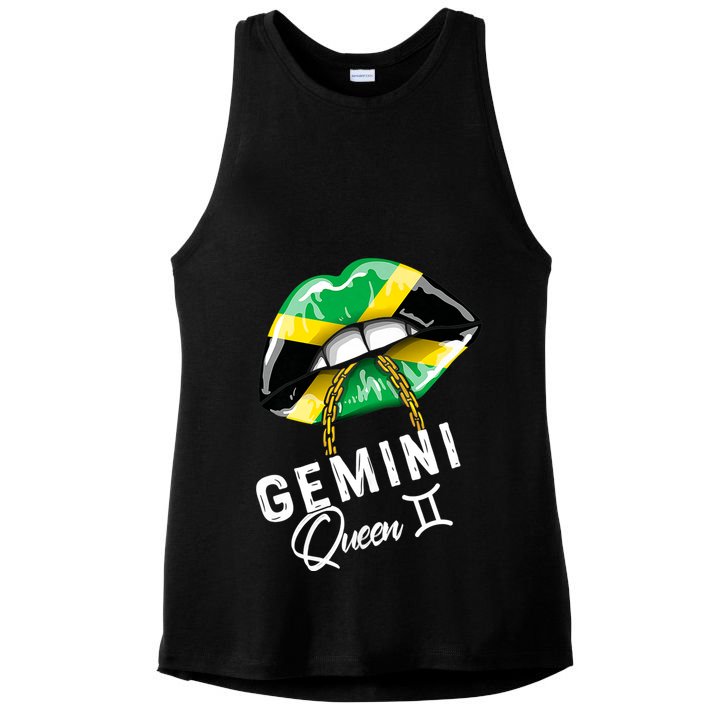 Jamaica Gemini Queen Zodiac Birthday Jamaican Lips Ladies PosiCharge Tri-Blend Wicking Tank