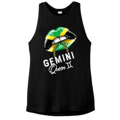 Jamaica Gemini Queen Zodiac Birthday Jamaican Lips Ladies PosiCharge Tri-Blend Wicking Tank