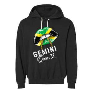 Jamaica Gemini Queen Zodiac Birthday Jamaican Lips Garment-Dyed Fleece Hoodie