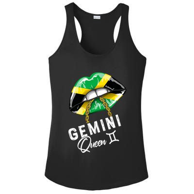 Jamaica Gemini Queen Zodiac Birthday Jamaican Lips Ladies PosiCharge Competitor Racerback Tank