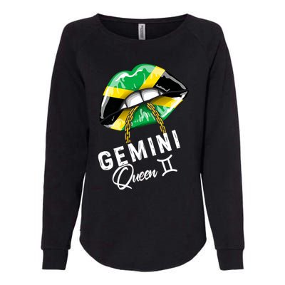 Jamaica Gemini Queen Zodiac Birthday Jamaican Lips Womens California Wash Sweatshirt