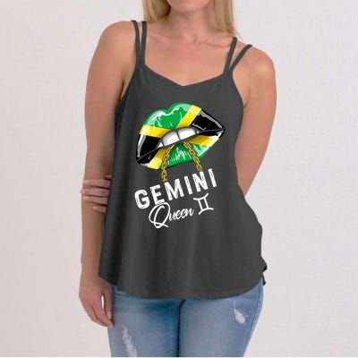 Jamaica Gemini Queen Zodiac Birthday Jamaican Lips Women's Strappy Tank