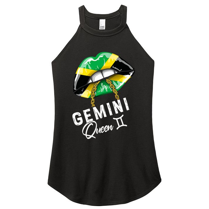 Jamaica Gemini Queen Zodiac Birthday Jamaican Lips Women's Perfect Tri Rocker Tank