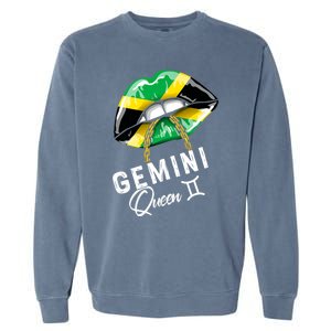 Jamaica Gemini Queen Zodiac Birthday Jamaican Lips Garment-Dyed Sweatshirt