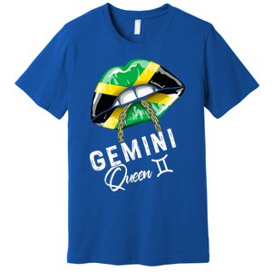 Jamaica Gemini Queen Zodiac Birthday Jamaican Lips Premium T-Shirt