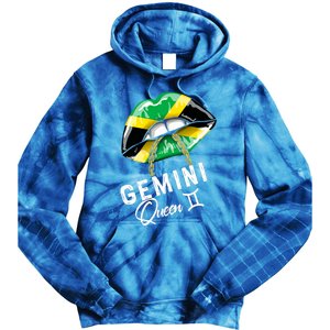 Jamaica Gemini Queen Zodiac Birthday Jamaican Lips Tie Dye Hoodie