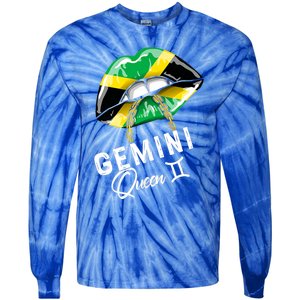 Jamaica Gemini Queen Zodiac Birthday Jamaican Lips Tie-Dye Long Sleeve Shirt