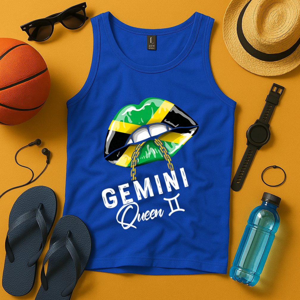 Jamaica Gemini Queen Zodiac Birthday Jamaican Lips Tank Top