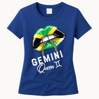 Jamaica Gemini Queen Zodiac Birthday Jamaican Lips Womens T-Shirt