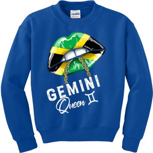 Jamaica Gemini Queen Zodiac Birthday Jamaican Lips Kids Sweatshirt