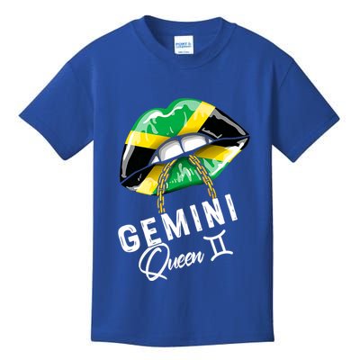 Jamaica Gemini Queen Zodiac Birthday Jamaican Lips Kids T-Shirt