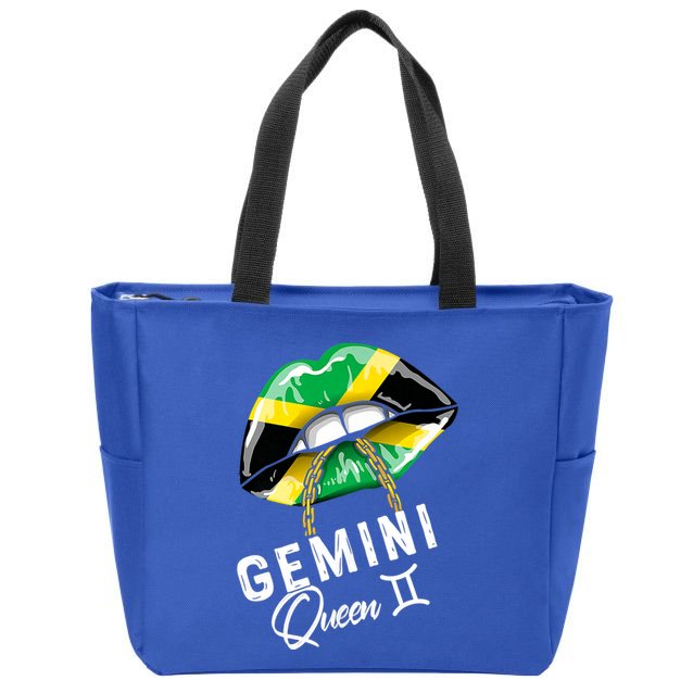 Jamaica Gemini Queen Zodiac Birthday Jamaican Lips Zip Tote Bag