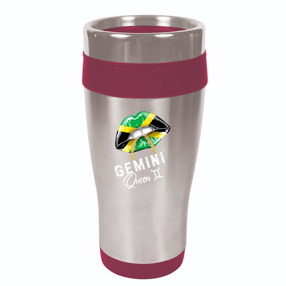 Jamaica Gemini Queen Zodiac Birthday Jamaican Lips 16oz Travel Tumbler