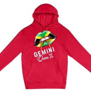 Jamaica Gemini Queen Zodiac Birthday Jamaican Lips Premium Pullover Hoodie