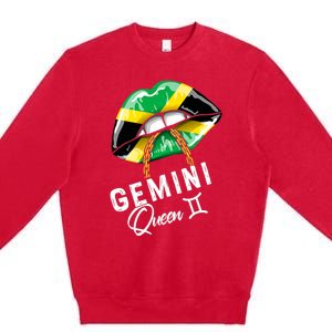 Jamaica Gemini Queen Zodiac Birthday Jamaican Lips Premium Crewneck Sweatshirt