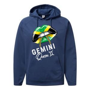 Jamaica Gemini Queen Zodiac Birthday Jamaican Lips Performance Fleece Hoodie