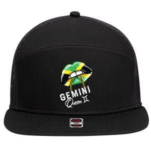 Jamaica Gemini Queen Zodiac Birthday Jamaican Lips 7 Panel Mesh Trucker Snapback Hat