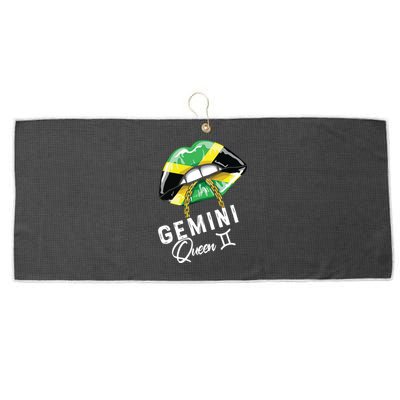 Jamaica Gemini Queen Zodiac Birthday Jamaican Lips Large Microfiber Waffle Golf Towel