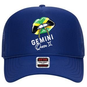 Jamaica Gemini Queen Zodiac Birthday Jamaican Lips High Crown Mesh Back Trucker Hat