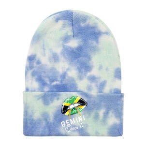 Jamaica Gemini Queen Zodiac Birthday Jamaican Lips Tie Dye 12in Knit Beanie