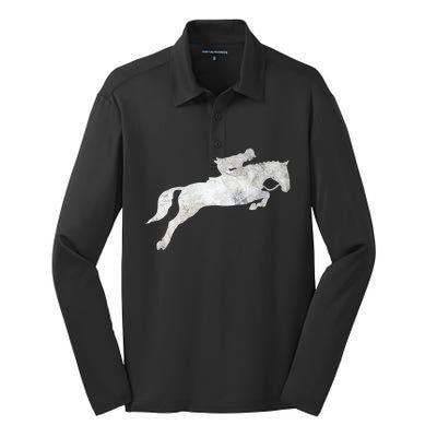 Jumping Galloping Racing Horse Horseback Riding Gift Silk Touch Performance Long Sleeve Polo