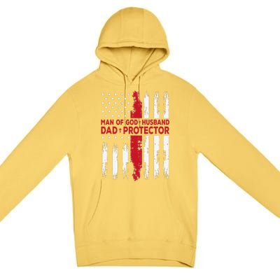 Jesus God Religious Man of God Husband Dad Protector Premium Pullover Hoodie