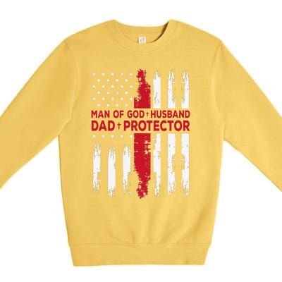 Jesus God Religious Man of God Husband Dad Protector Premium Crewneck Sweatshirt