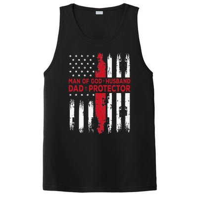 Jesus God Religious Man of God Husband Dad Protector PosiCharge Competitor Tank