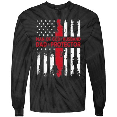 Jesus God Religious Man of God Husband Dad Protector Tie-Dye Long Sleeve Shirt