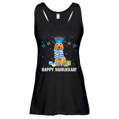 Jewish Golden Retriever Dog Menorah Hat Hanukkah Chanukah Ladies Essential Flowy Tank