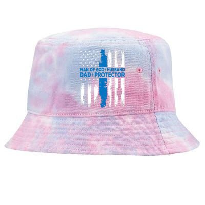 Jesus God Religious Man Of God Husband Dad Protector Tie-Dyed Bucket Hat