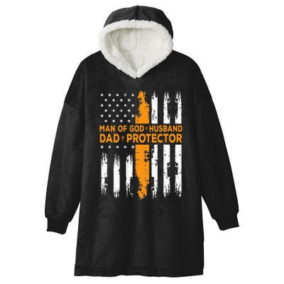 Jesus God Religious Man Of God Husband Dad Protector Hooded Wearable Blanket