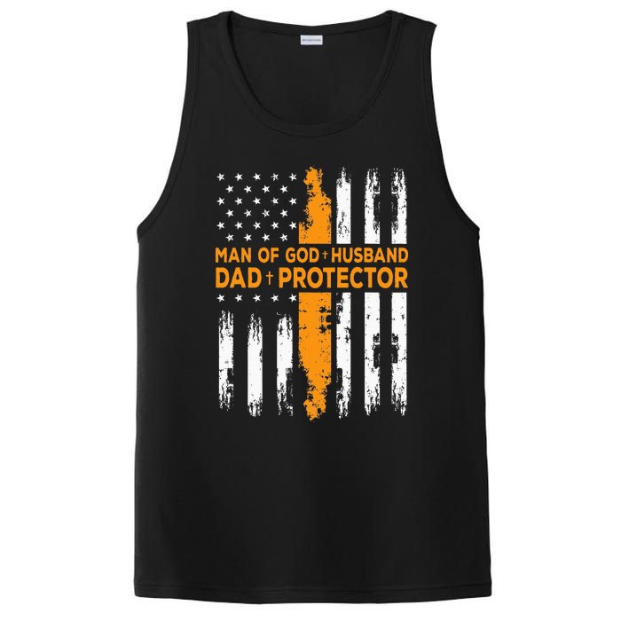 Jesus God Religious Man Of God Husband Dad Protector PosiCharge Competitor Tank