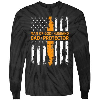 Jesus God Religious Man Of God Husband Dad Protector Tie-Dye Long Sleeve Shirt