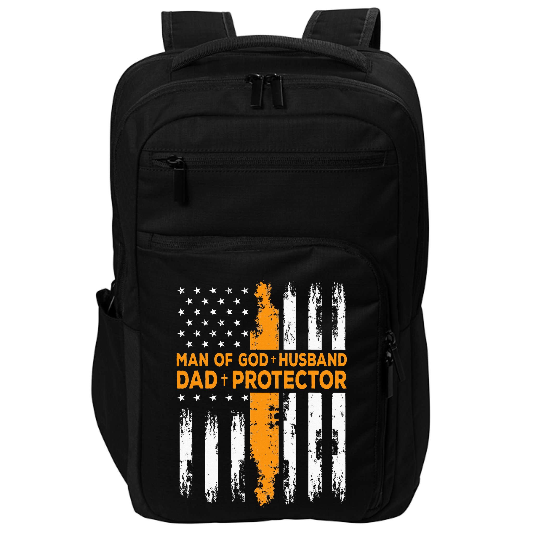 Jesus God Religious Man Of God Husband Dad Protector Impact Tech Backpack